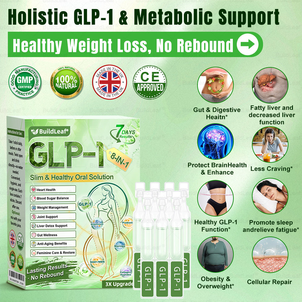 Official Store | BuildLeaf® GLP-1 8-in-1 Slim & Healthy Oral Solution (Once a day, results in 7 days), With 100 Billion CFU Active Probiotics ✅ Supports weight management, heart health, diabetes, gut & women’s health, while firming skin & boosting energy.